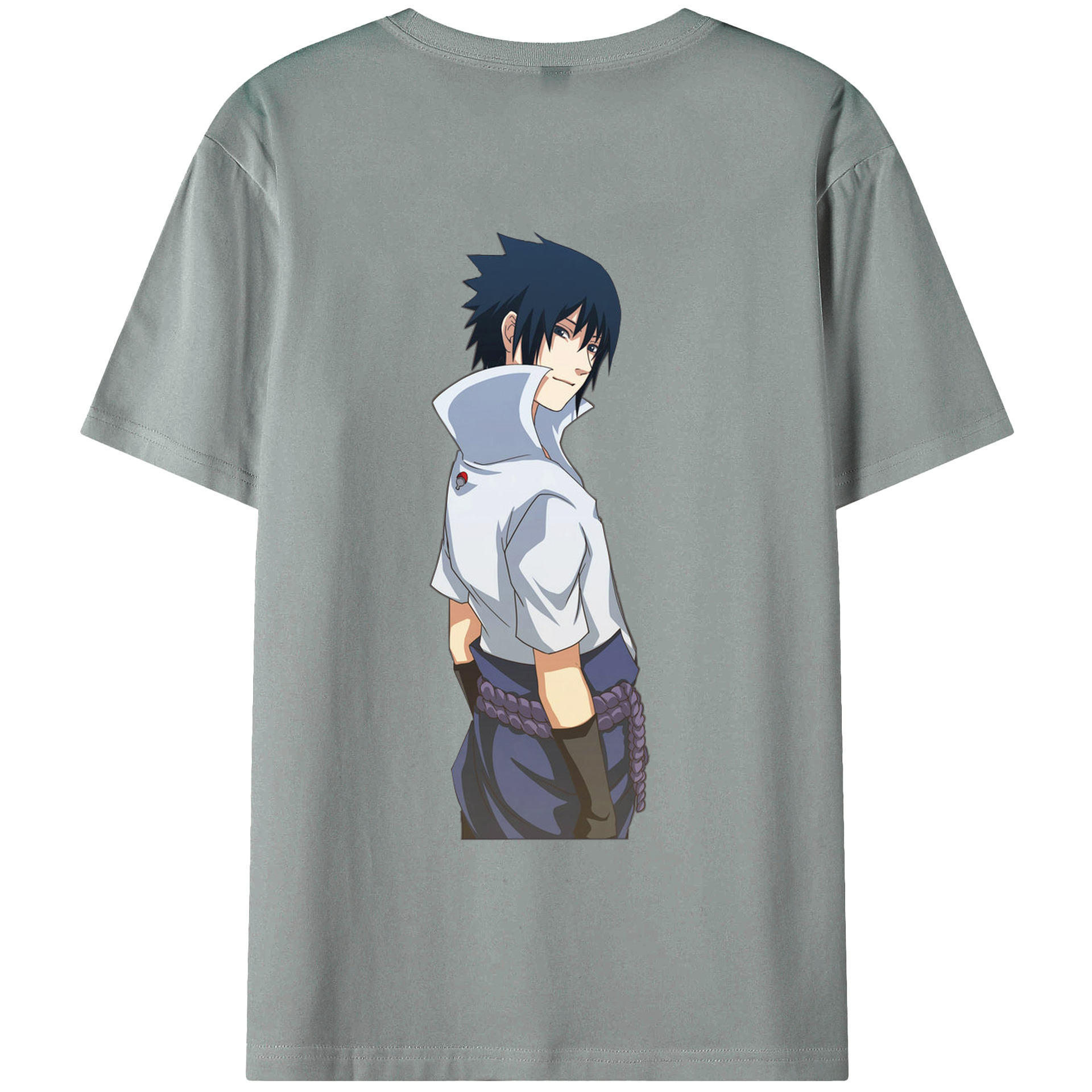 （画像用） NARUTO -ナルト- うちは サスケ Uchiha Sasuke 綿100％ メンズ半袖Tシャツ（バックプリント） 通気性